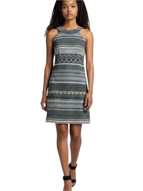 Trina Turk Black White Geometric Print Sleeveless Dress NWOT Size L